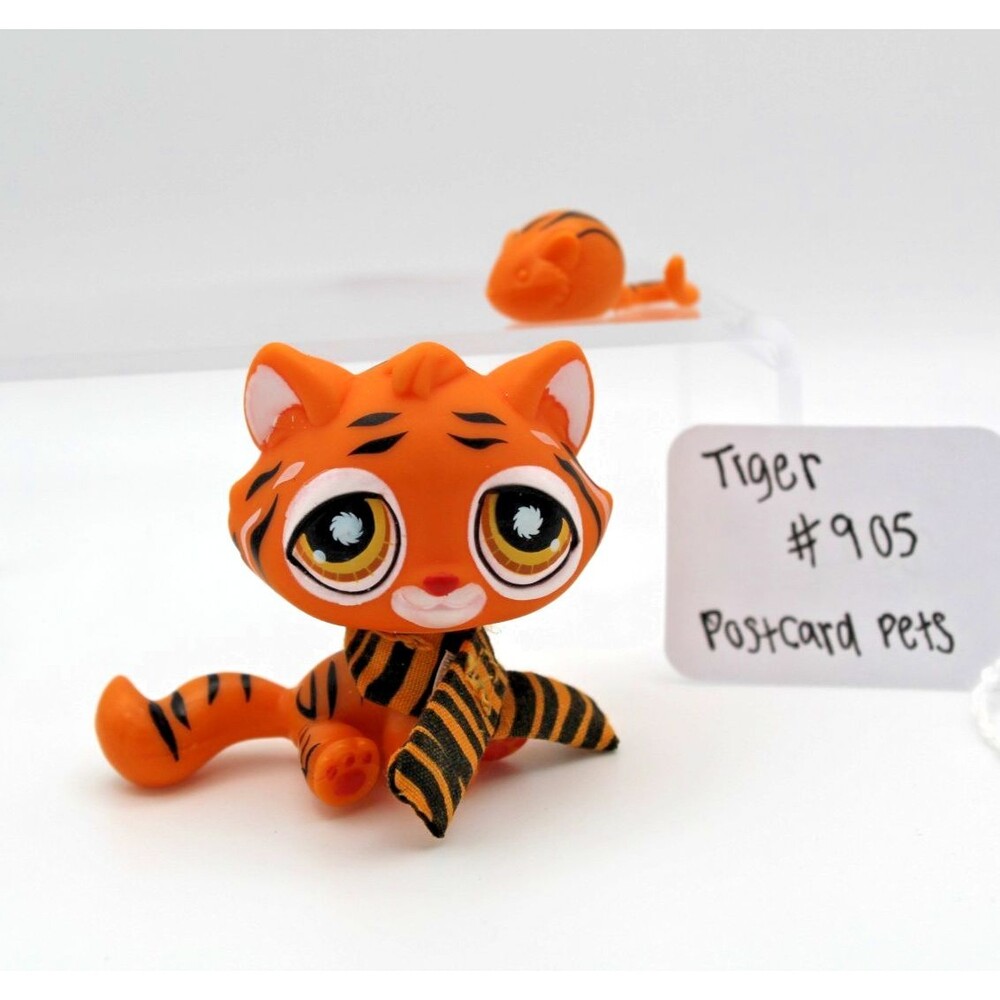Littlest Pet Shop LPS #905 Tiger Postcard Pets Authentic Hasbro Accessories